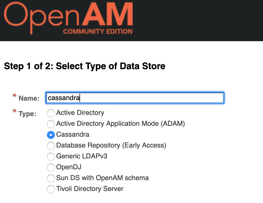 OpenAM Create Cassandra DataStore