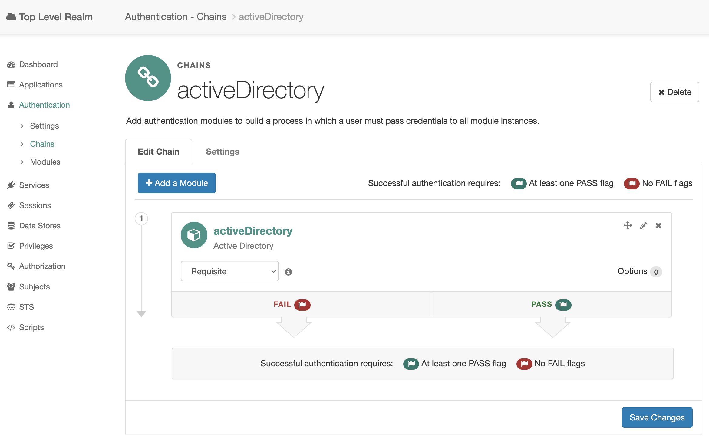 OpenAM Active Directory Authentication Chain