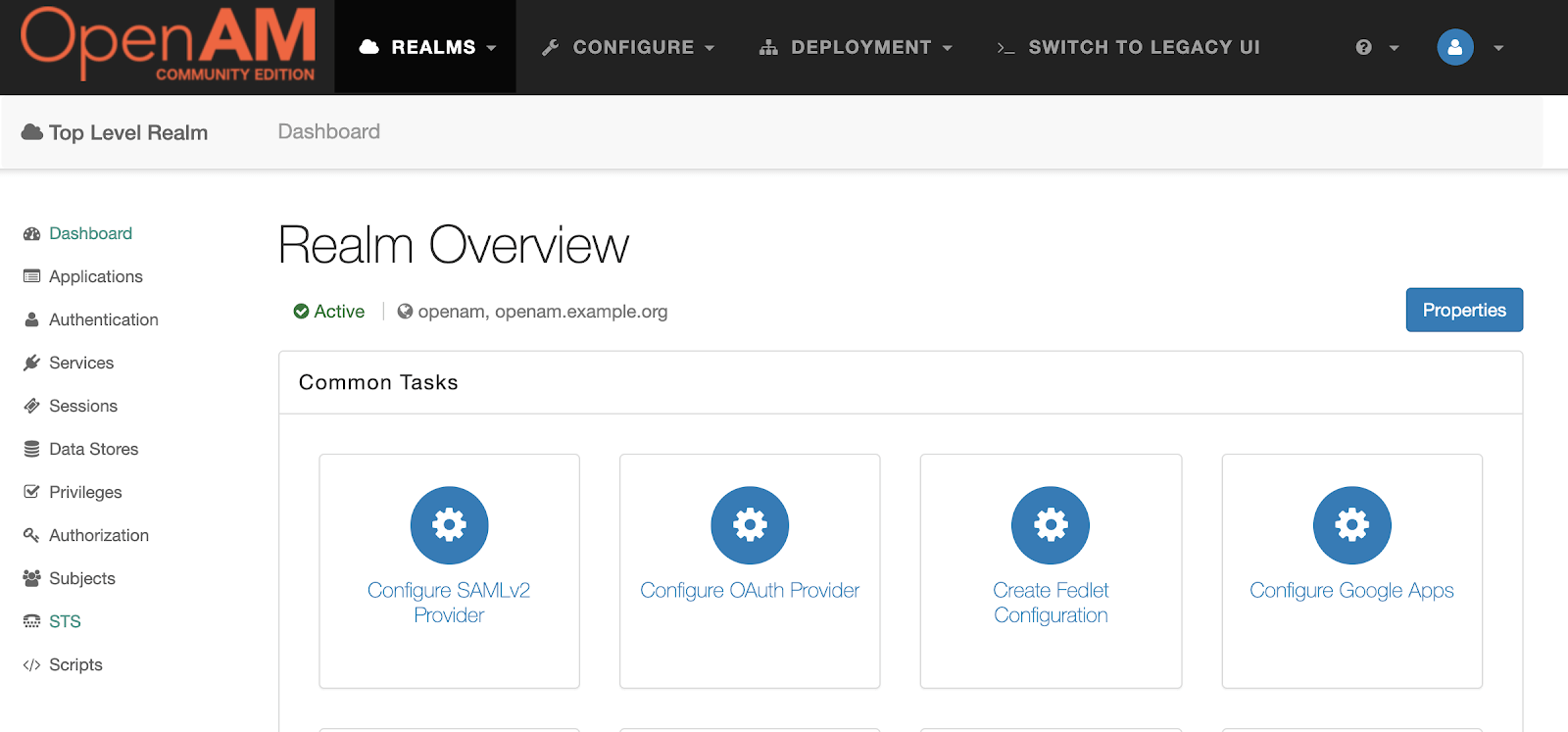 OpenAM Console Realm