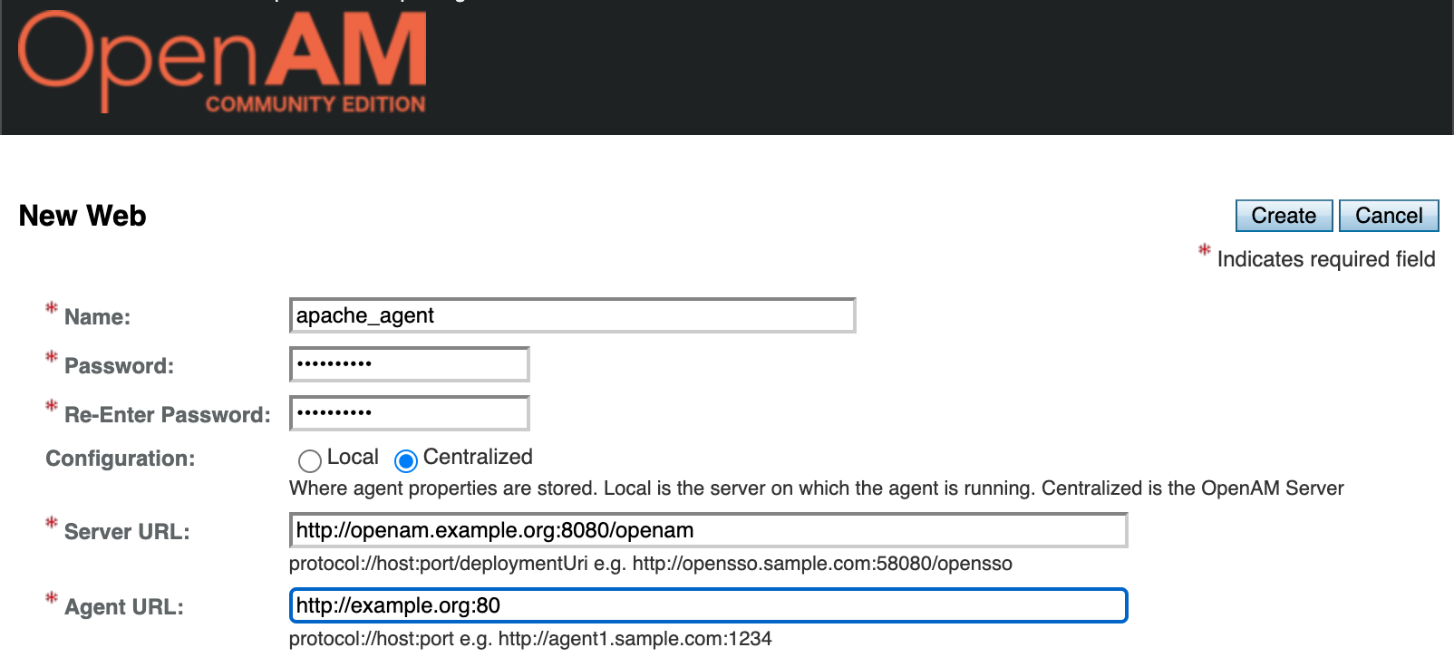 OpenAM Create Web Agent