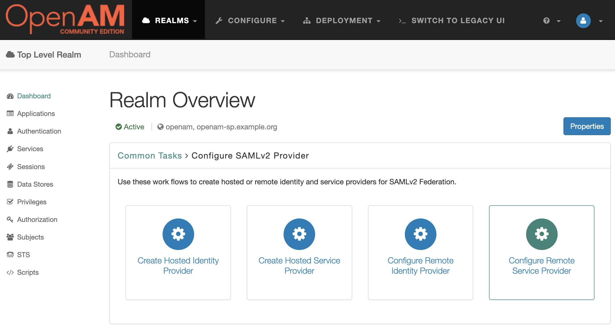 OpenAM configure remote service provider