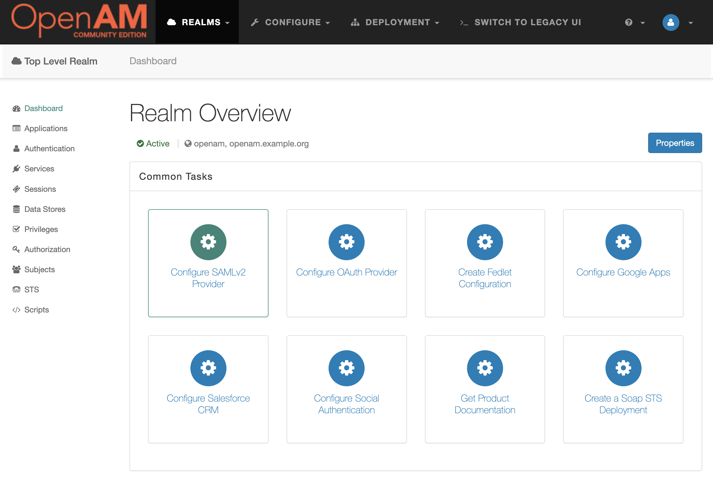 OpenAM Realm Common Tasks